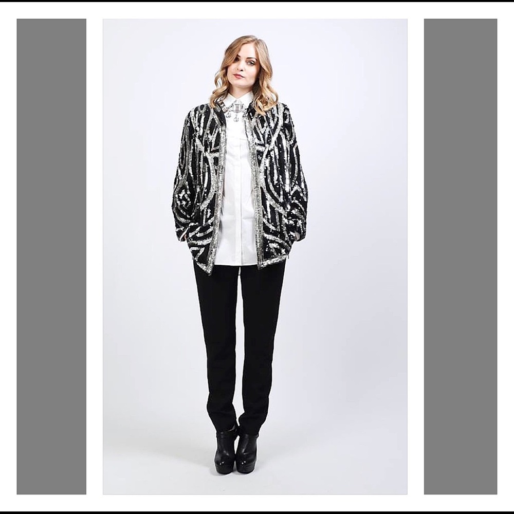 SOLD ON ETSY Vintage 90s Black & Silver Sequined Trophy Jacket